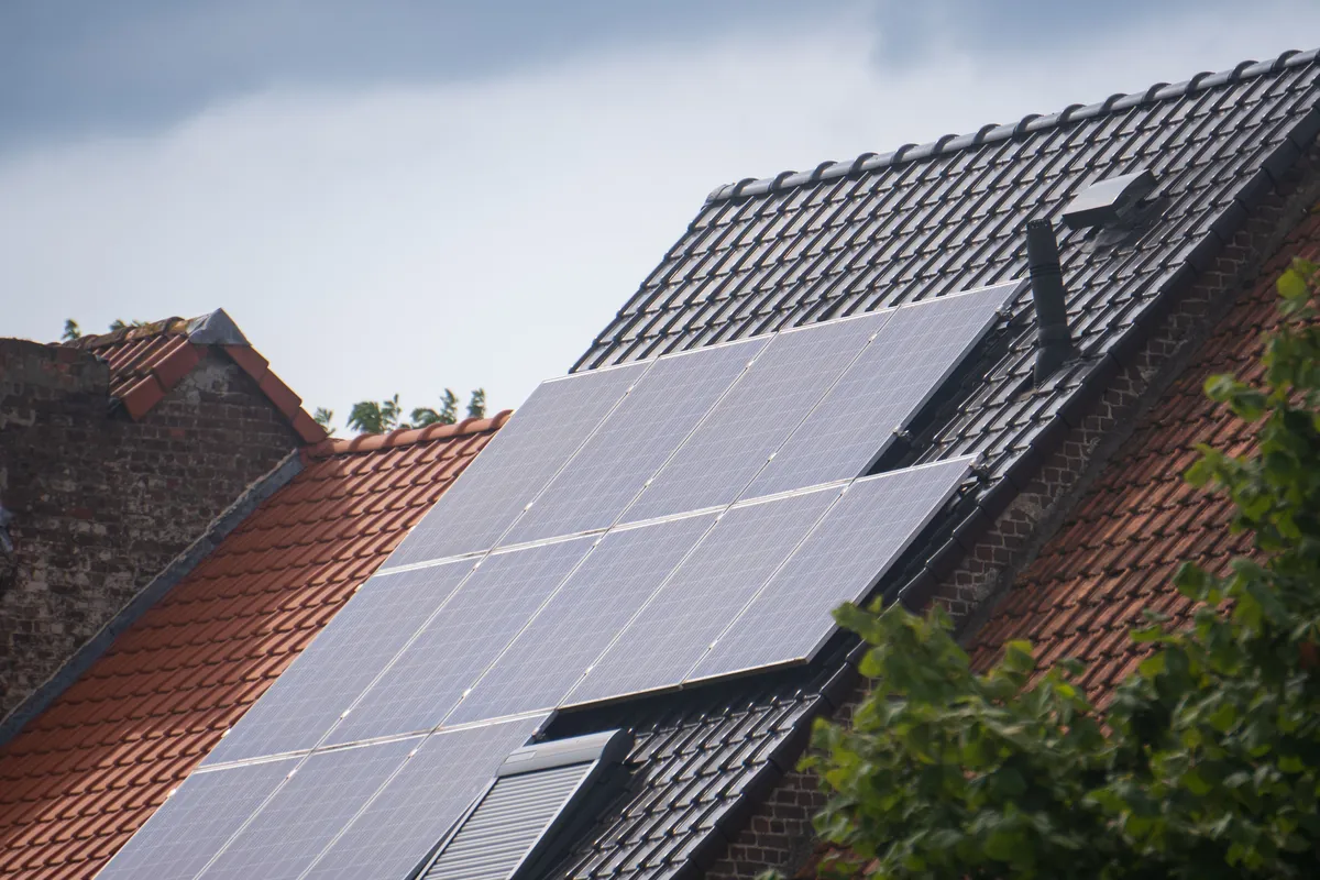 Solar panels installed on a pitched roof