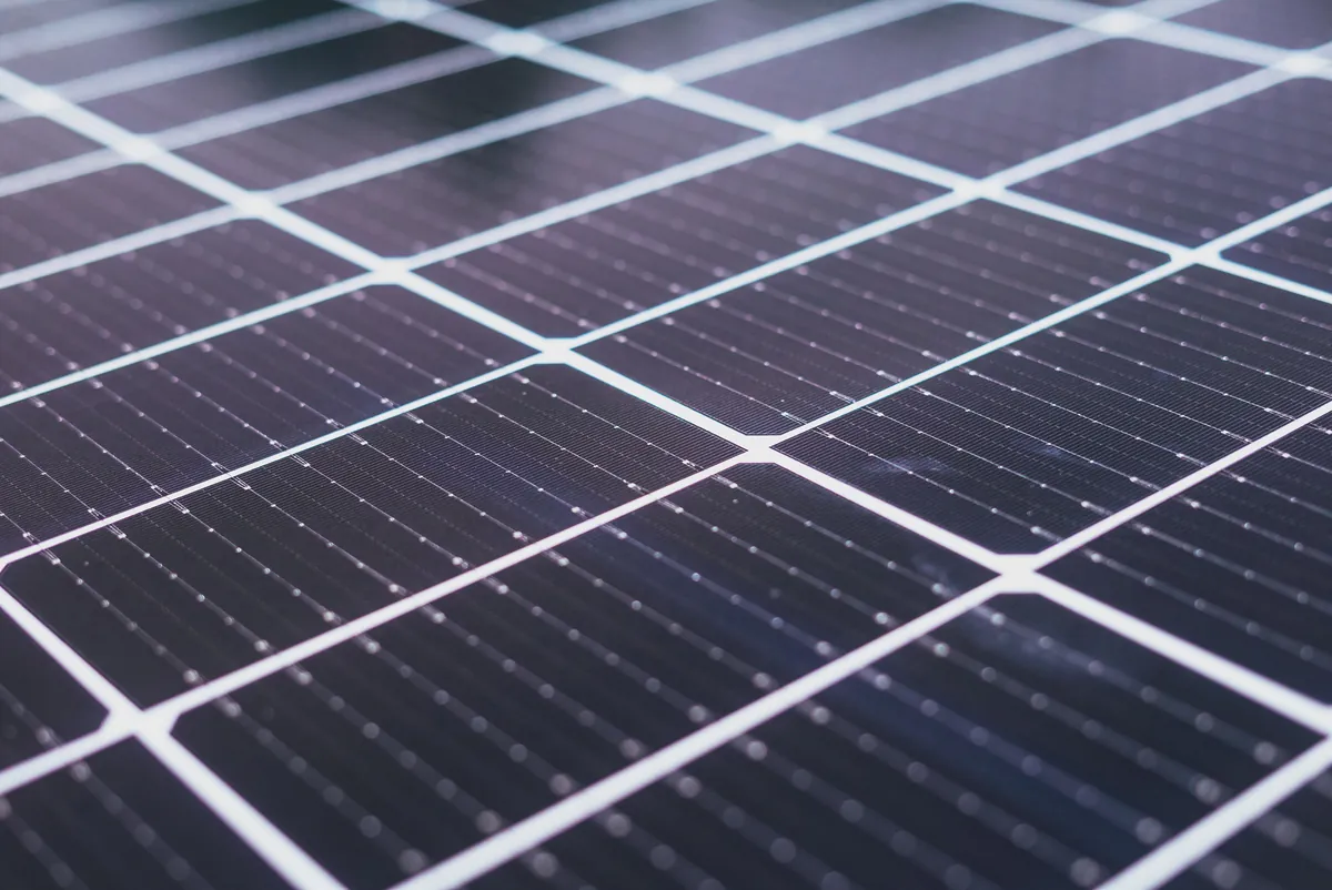 Close-up of monocrystalline solar panel cells